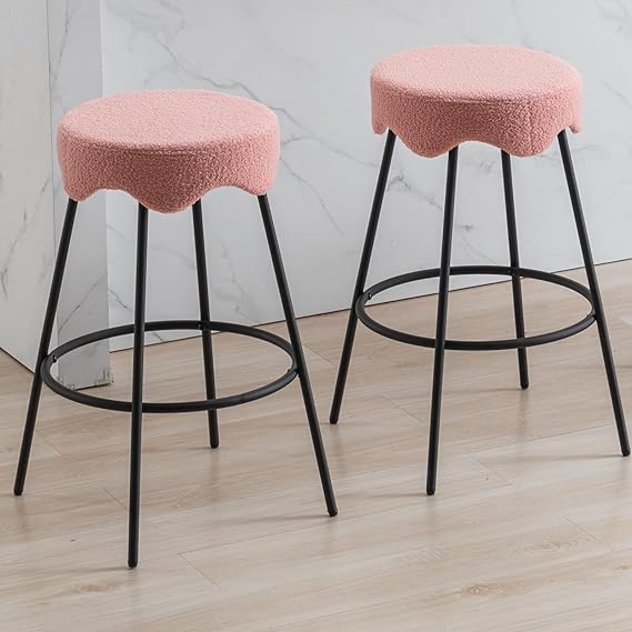 Counter Height Bar Stools Set of 2, Modern Backless Upholstered Bar Stools