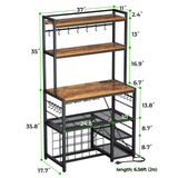 Wine Bar Cabinet with Outlet and LED Light, Freestanding Floor Liquor Cabinet