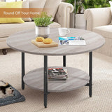 Round Coffee Tables, Accent Table Sofa Table Tea Table with Storage 2-Tier for Living Room,