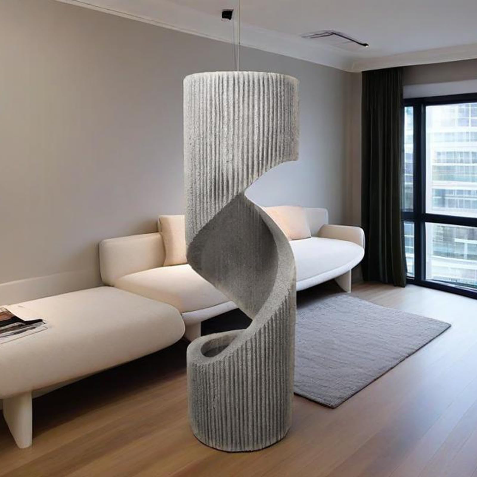 Large Spiral LED Waterfall Fountain with Planter - Indoor/Outdoor Resin Garden