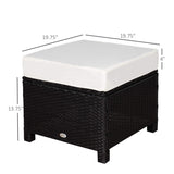 20" Patio Wicker Ottoman, Multipurpose Outdoor PE Rattan Footrest