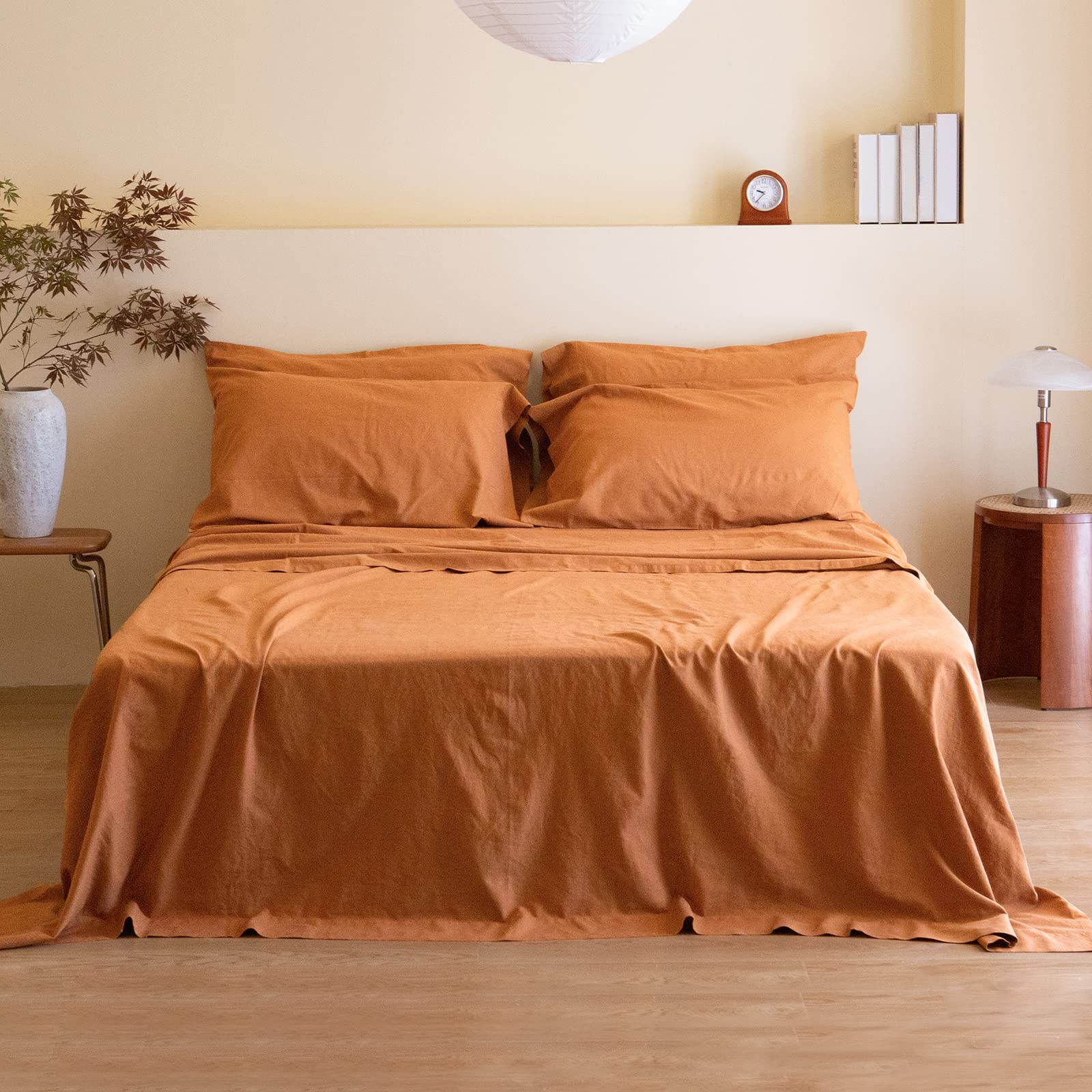 Belgian Linen Sheet Set Solid Color - 6 Pieces (1 Flat Sheet & 1 Fitted Sheet & 4 Pillowcases