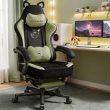 Pink Gaming Chair with Cat Ears - Ergonomic Office Chair with Memory Foam