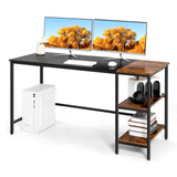 Computer Desk, Industrial Study Writing Desk w/Removable Storage Shelf, Heavy-Duty Metal Frame, 55 Inch Desk for Home Office, Gaming Room, Bedroom (Black)