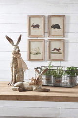 K&K Interiors 13782C 15.5 Inch Tan Rabbit Lying W/Face & Hind Legs