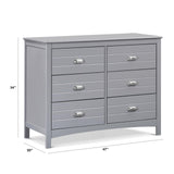 Nolan 6-Drawer Double Dresser in Grey