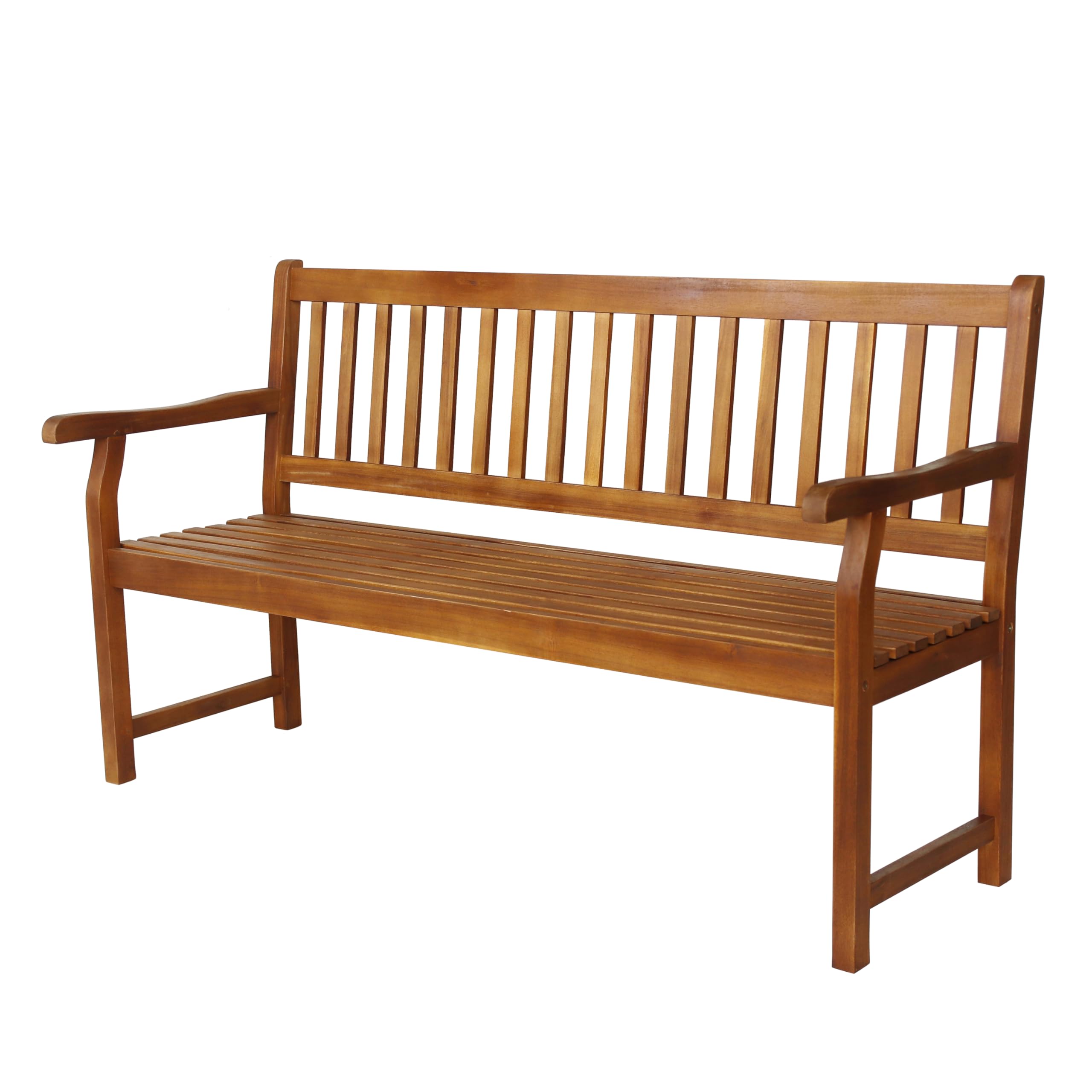 BNH101A Laurel 59.1" 3-Seat Slat-Back 600-Lbs Support Acacia Wood Outdoor