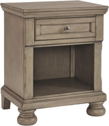 Lettner Modern Traditional 1 Drawer Nightstand, Light Gray