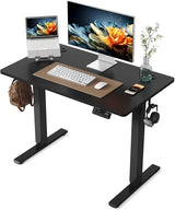 Standing Desk, Adjustable Desk, 48 x 24 Inches Stand Up Desk with Splice Board, Adjustable Height Desk, Electric Desk Computer Desk for Home Office, Black Frame/Rustic Brown Top