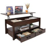 Lift Top Coffee Table with Storage,Lift Tabletop with Drawers and Hidden Compartment