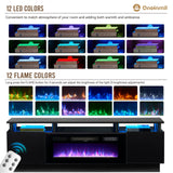 Fireplace TV Stand with 36" Electric Fireplace,LED Light Entertainment Center,2 Tier