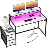 Small Desk for Bedroom, 39.4 inch Computer Desk with 2 Drawers, Gaming Desk