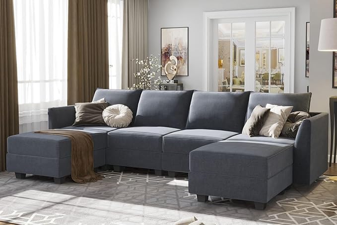 Modular Sectional Sofa U Shaped Sectional Couch with Ottomans Reversible Modular Sofa