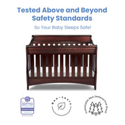 Delta Children Brooks 6-in-1 Convertible Crib, Bianca White + Simmons Kids Quiet Nights Breathable Crib Mattress with Removable/Machine Washable Cover (Bundle)