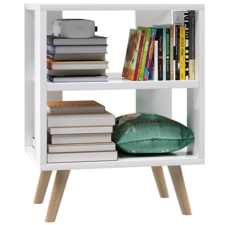 Night Stand, White Kids Nightstand, Modern End Table with Open Storage