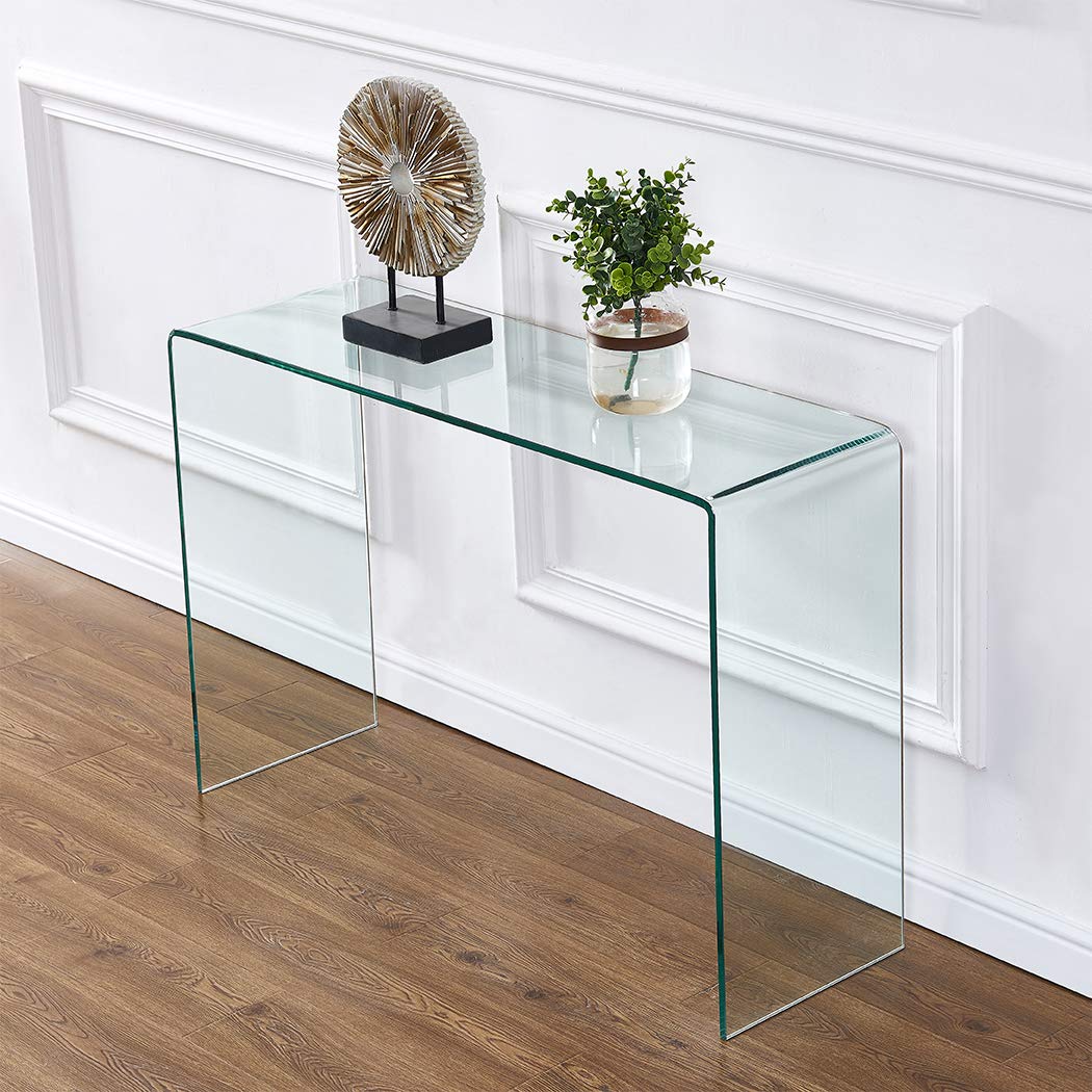 Clear Glass Console Table - Narrow Entryway & Sofa Table