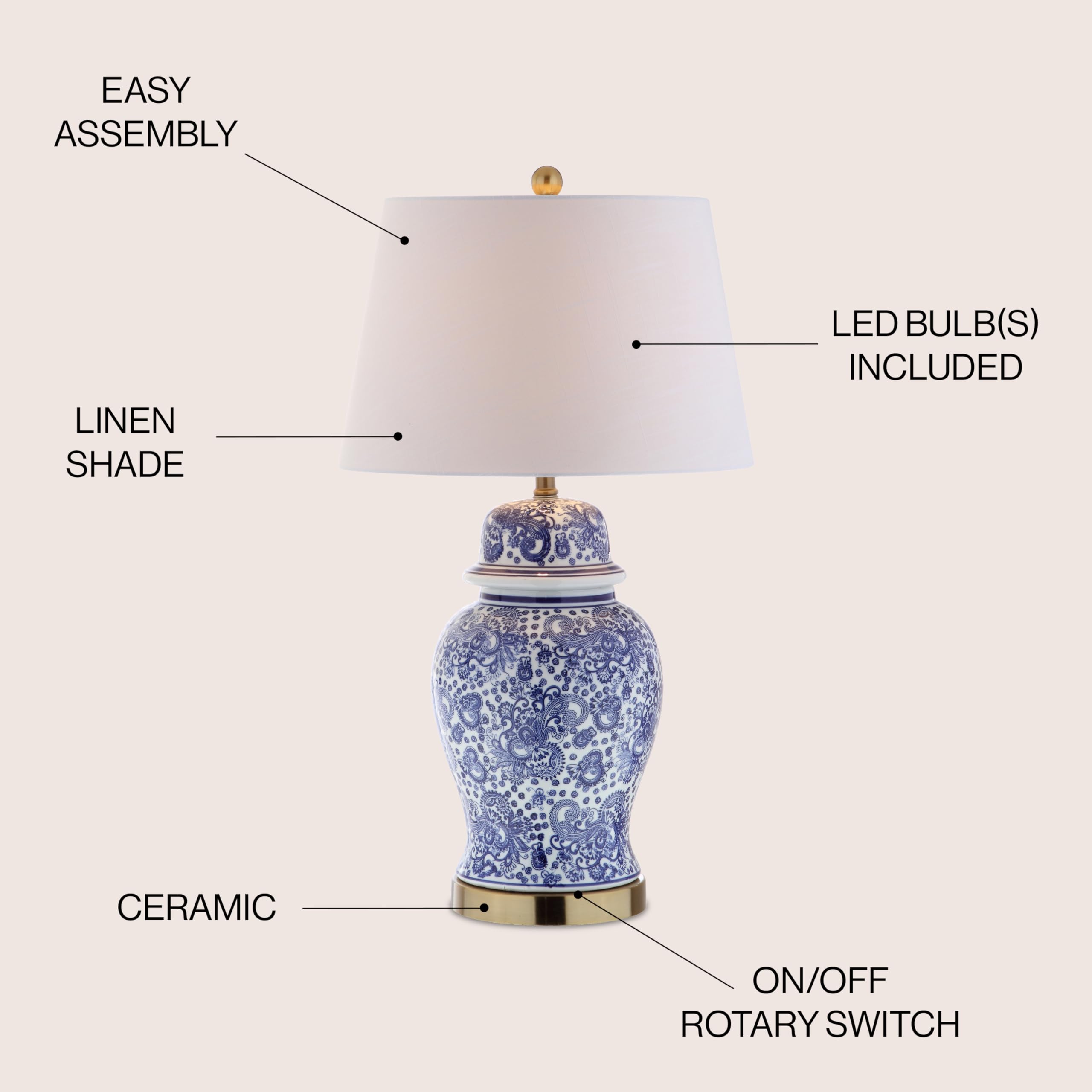 Ellis 29.5" Ceramic LED Table Lamp - Blue & White Traditional Design
