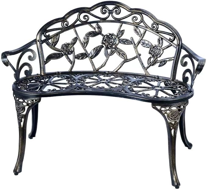 Patio Garden Bench Metal Park Bench Cast Aluminum Outdoor Furniture