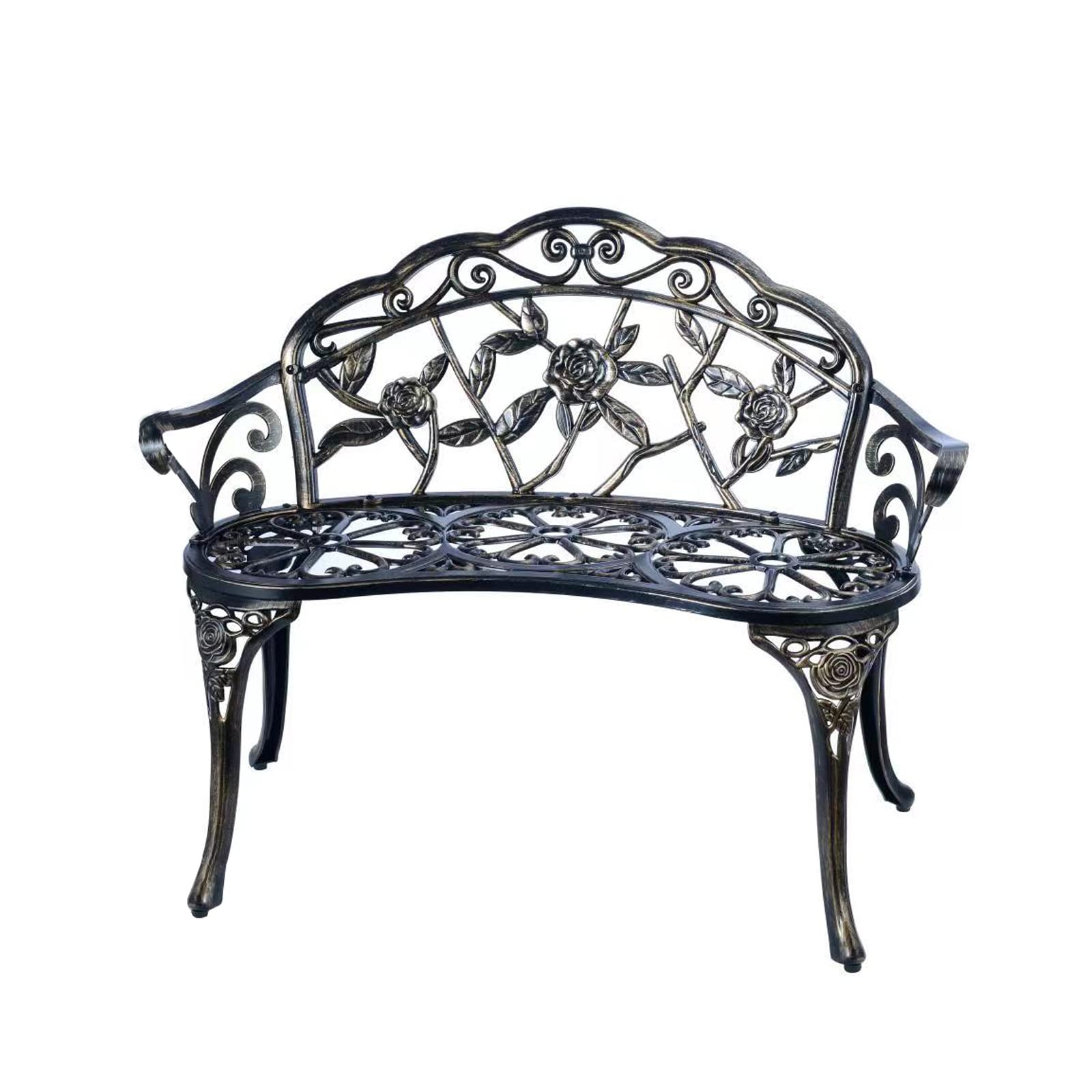 Patio Garden Bench Metal Park Bench Cast Aluminum Outdoor Furniture