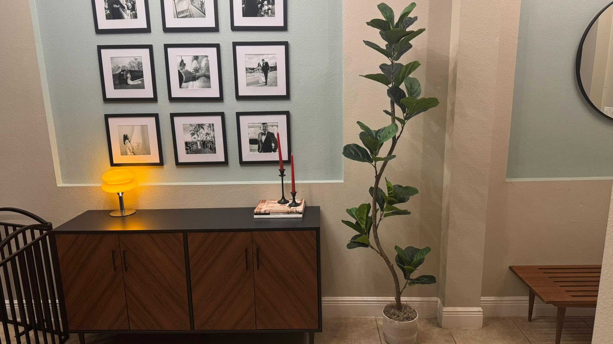 Artificial Fiddle Leaf Fig Tree - 6FT Fake Plant with Black Planter