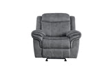 Zubaida Velvet Horizontal Upholstered Glider Recliner in 2-Tone Gray