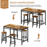 5-Piece Dining Table Set, Kitchen Table and Chairs Set for 4, Industrial Outdoor Bar Table