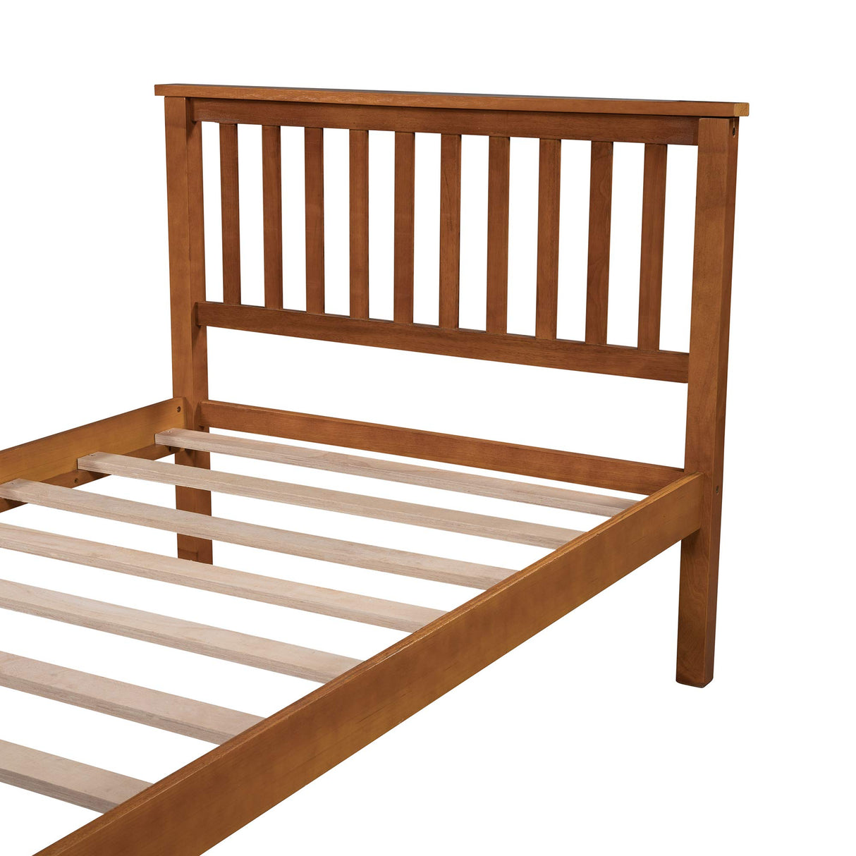 Twin Bed Frame with Headboard and Footboard - Oak Wood Platform