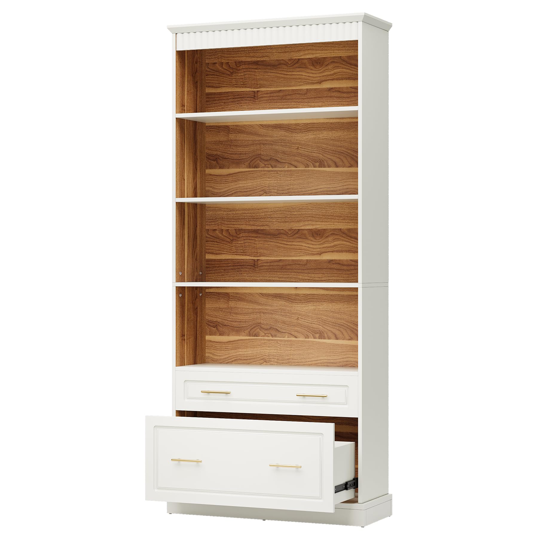 5-Shelf Bookcase with File Cabinet Drawer, 72" Tall Bookshelf