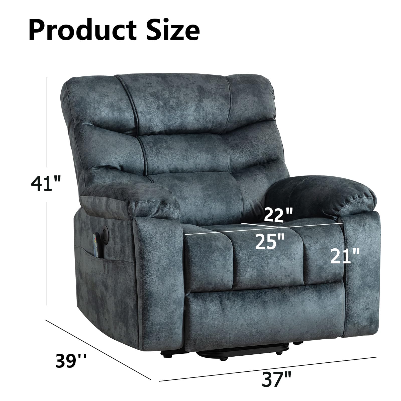 Large Power Lift Recliner Chair for Elderly with Massage and Heated, Heavy Duty