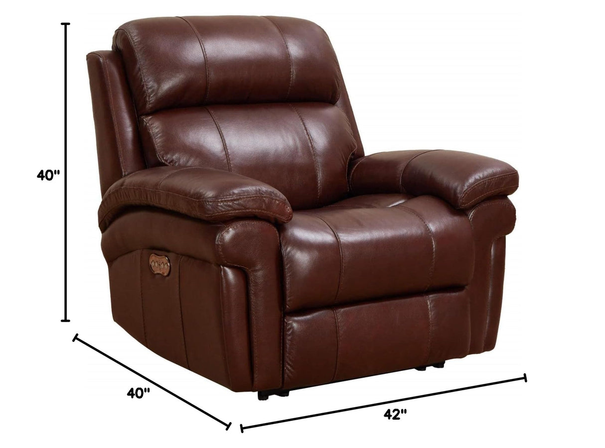 Leather Chair | Adjustable Headrest USB Ports Power Recliner, Apartment Sized, Deep Brown