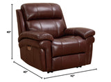 Leather Chair | Adjustable Headrest USB Ports Power Recliner, Apartment Sized, Deep Brown