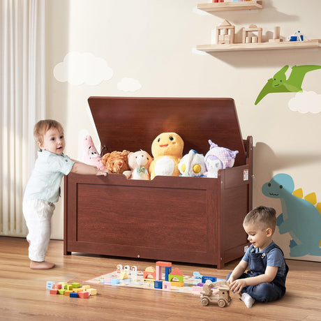 Toy Chest for Kids, Toddler Toy Storage Box with Flip-Top Lid and Safety Hinge, 32.68 x