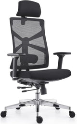 Ergonomic Office Chair with Adaptive Backrest, High Back Computer Desk Chair with 4D Armrests, Adjustable Seat Depth, Lumbar Support and 2D Headrest, Swivel Task Chair, Black