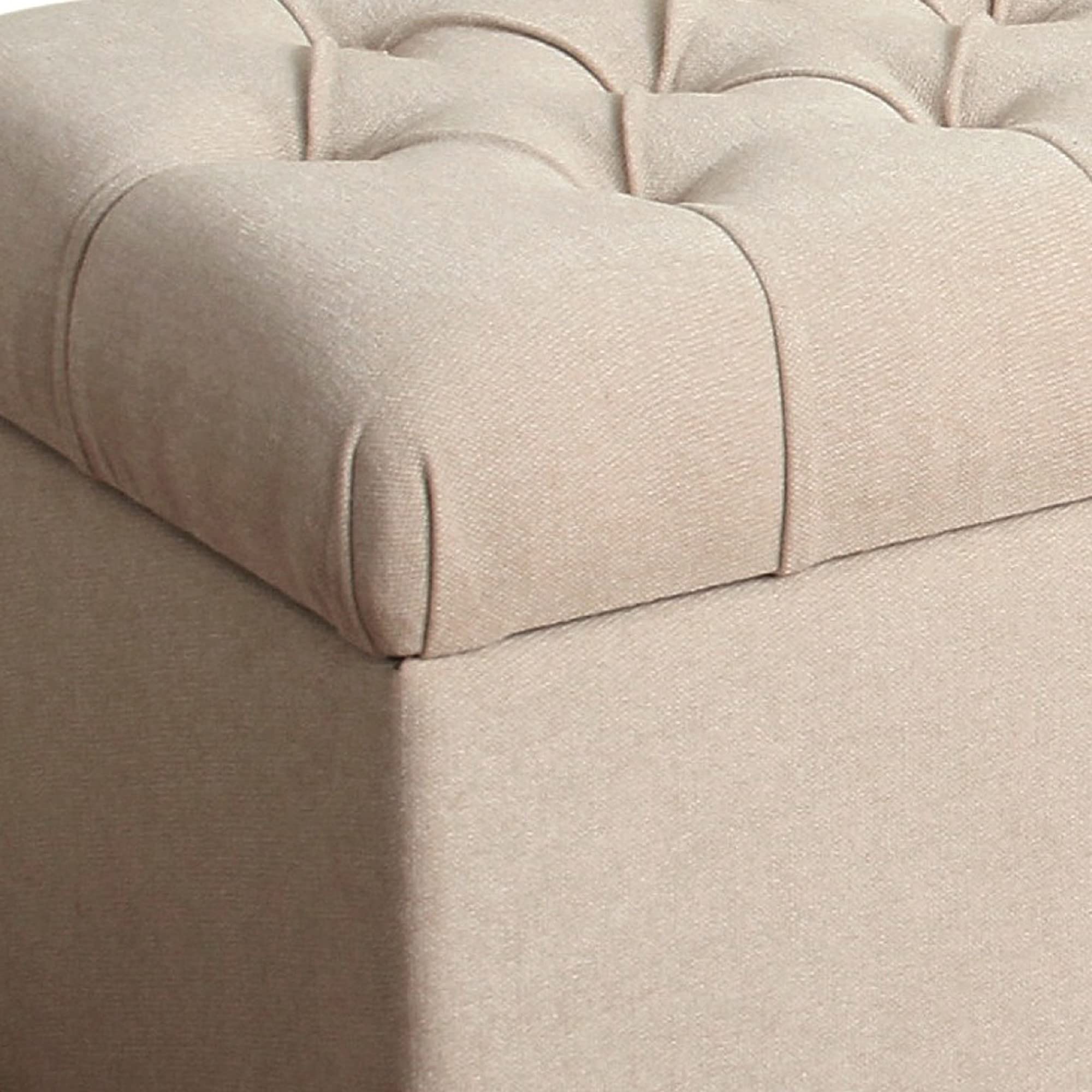 Fabric Upholstered Button Tufted Wooden Bench