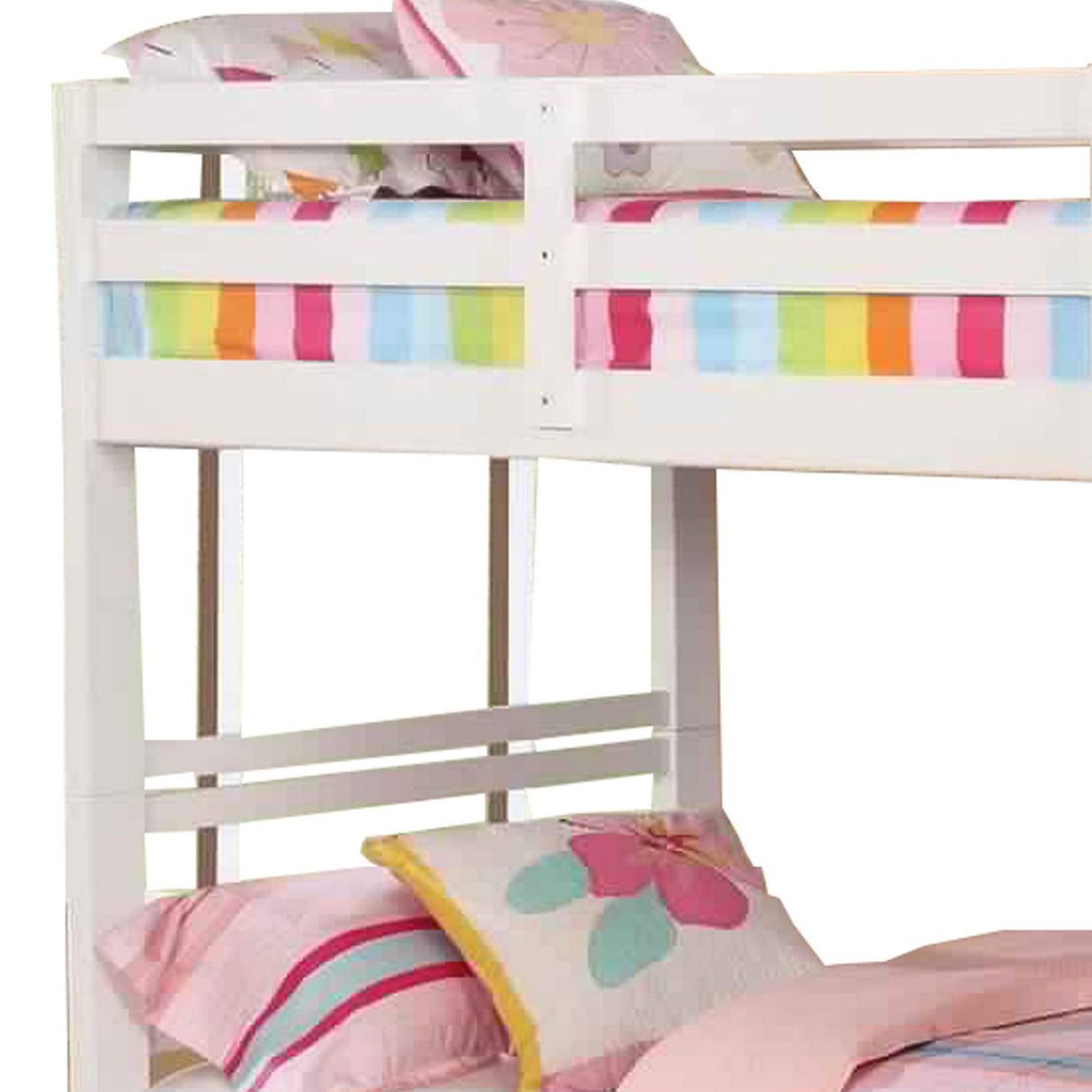 Bed with Attached Ladder and Drawers, White