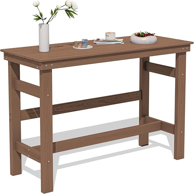 Outdoor Bar Table and Chairs Set, Adirondack Bar Chairs Set of 2 and Bar Height Table