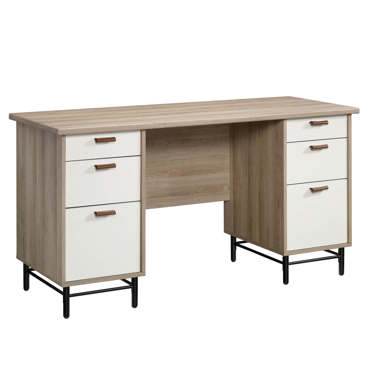 Anda Norr Executive Desk, L: 56.3" x W: 22.13" x H: 29.53", Sky Oak Finish