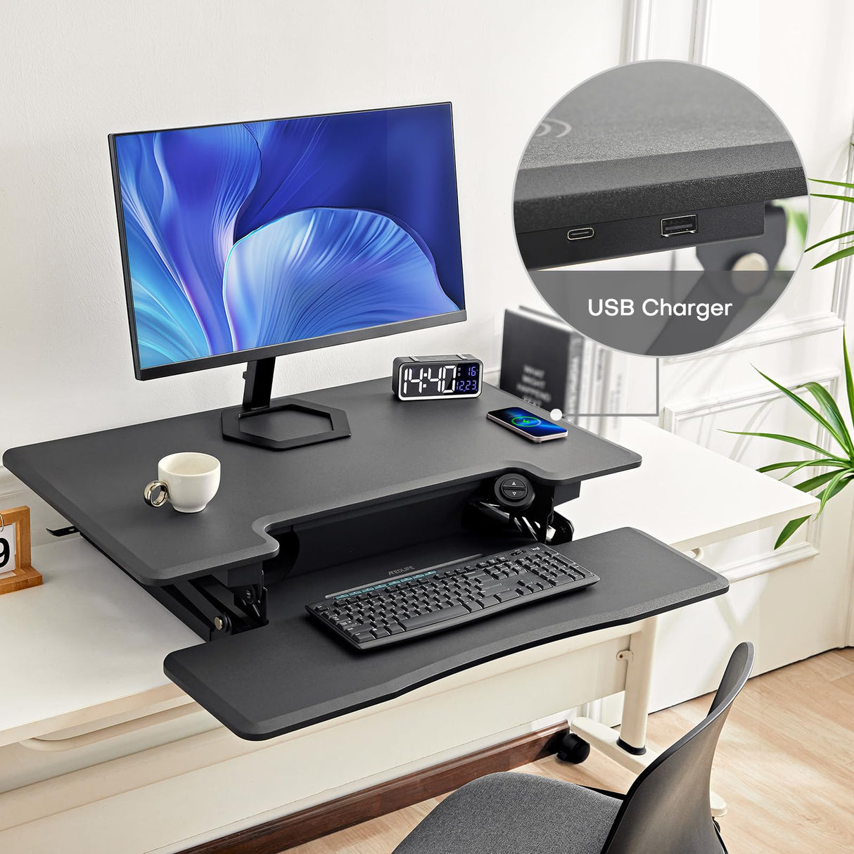 Electric Standing Desk Converter, Sit Stand Desk Converter for Home Office