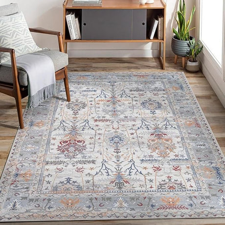 Machine Washable 2'6x6'6 Area Rug with Non Slip Backing for Living Room, Bedroom