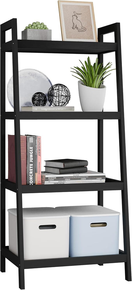 Bamboo Bookshelf, Bathroom Storage Rack Organizer, Plant Flower Display Stand Floor