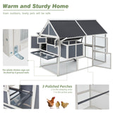 84” Large Chicken Coop, Outdoor Wooden Hen House Poultry Cage for 8-10