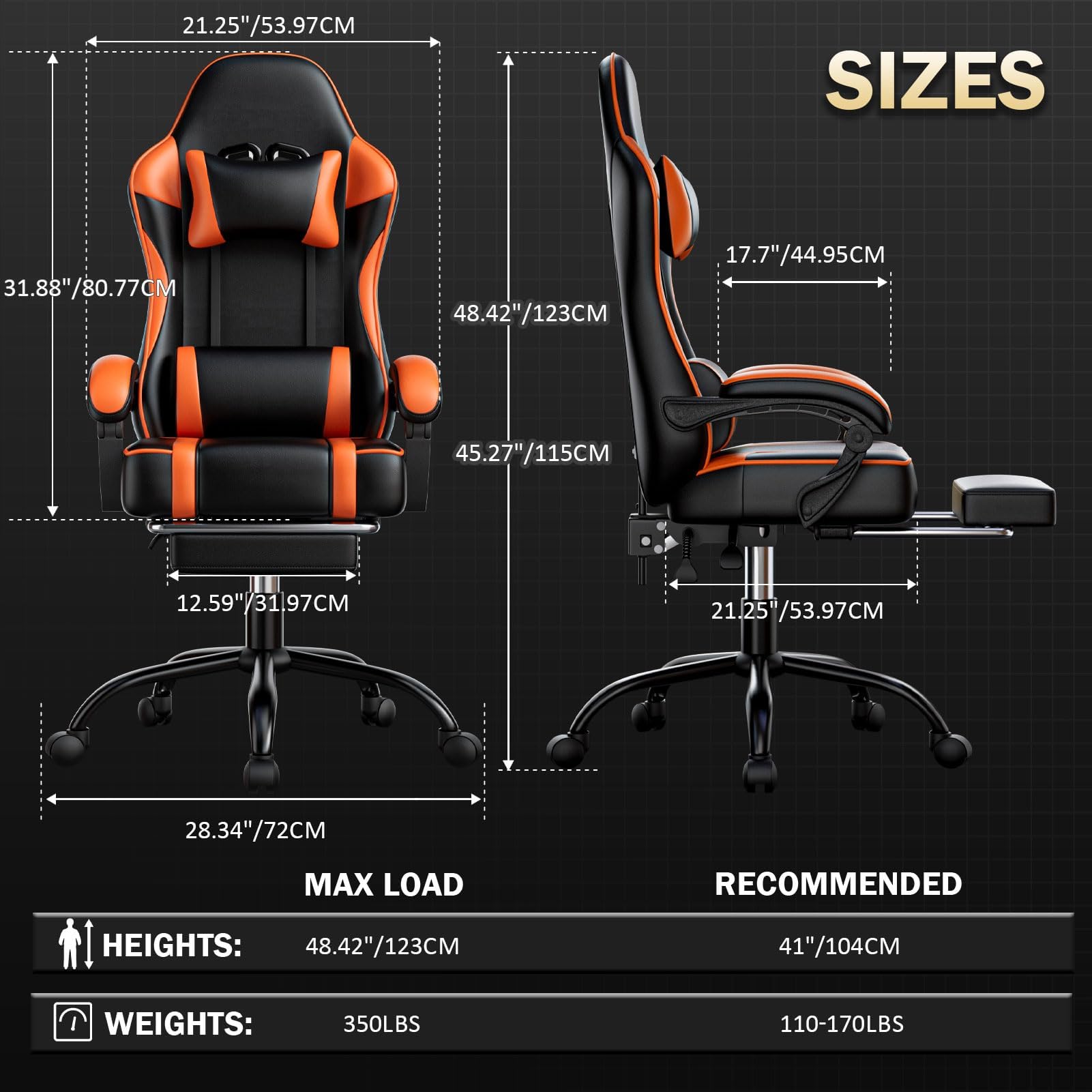 Ergonomic Gaming Chair with Footrest and Lumbar Support
