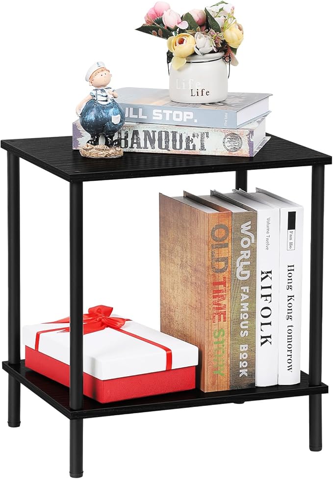 5 Tier Shelves Bookshelf,Tall Narrow Bookcase with Shelves,Wood and Metal Book Shelf Storage Organizer