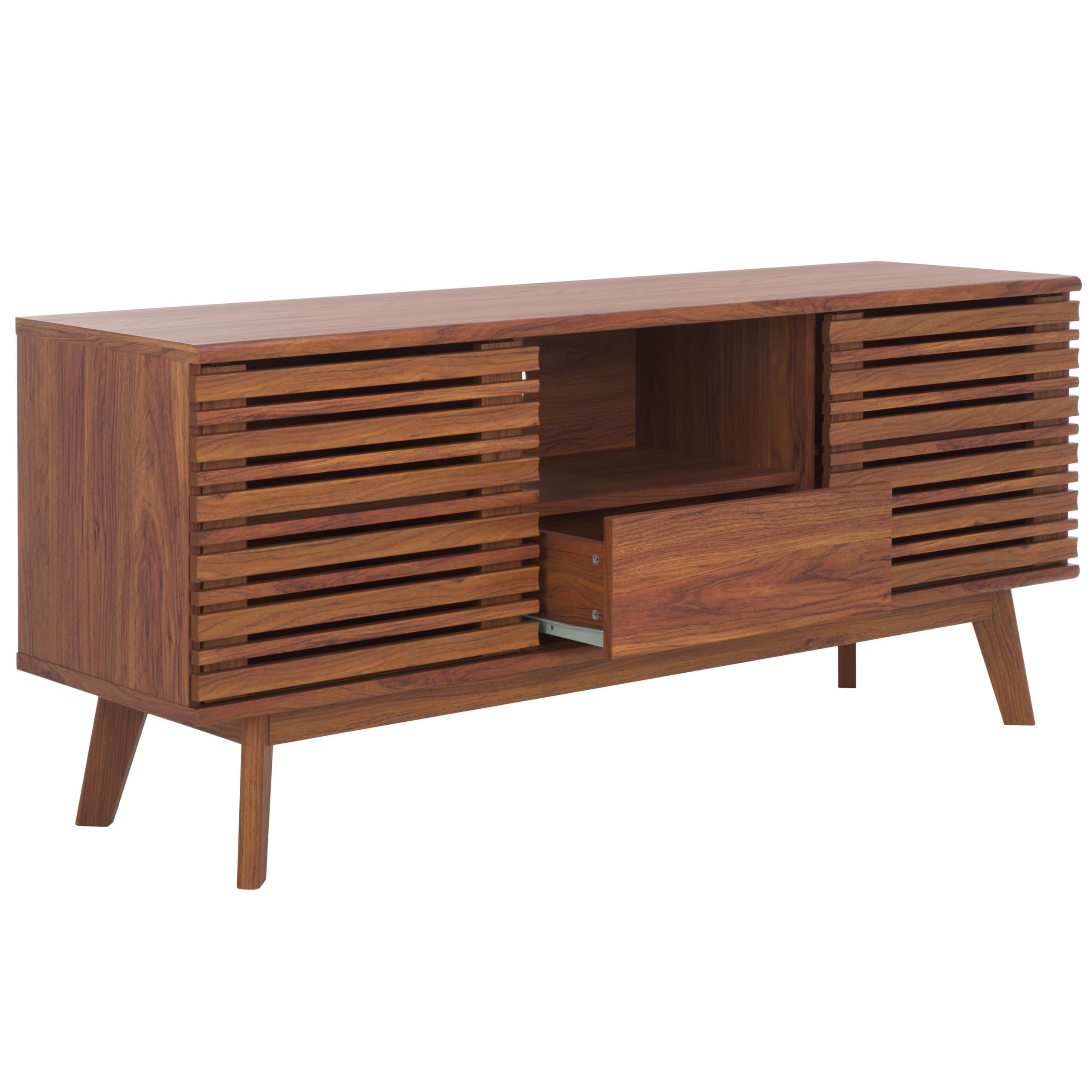 Home Collection ESMA Walnut Low Sideboard Media Stand Fits up to 60" Flatscreen TV