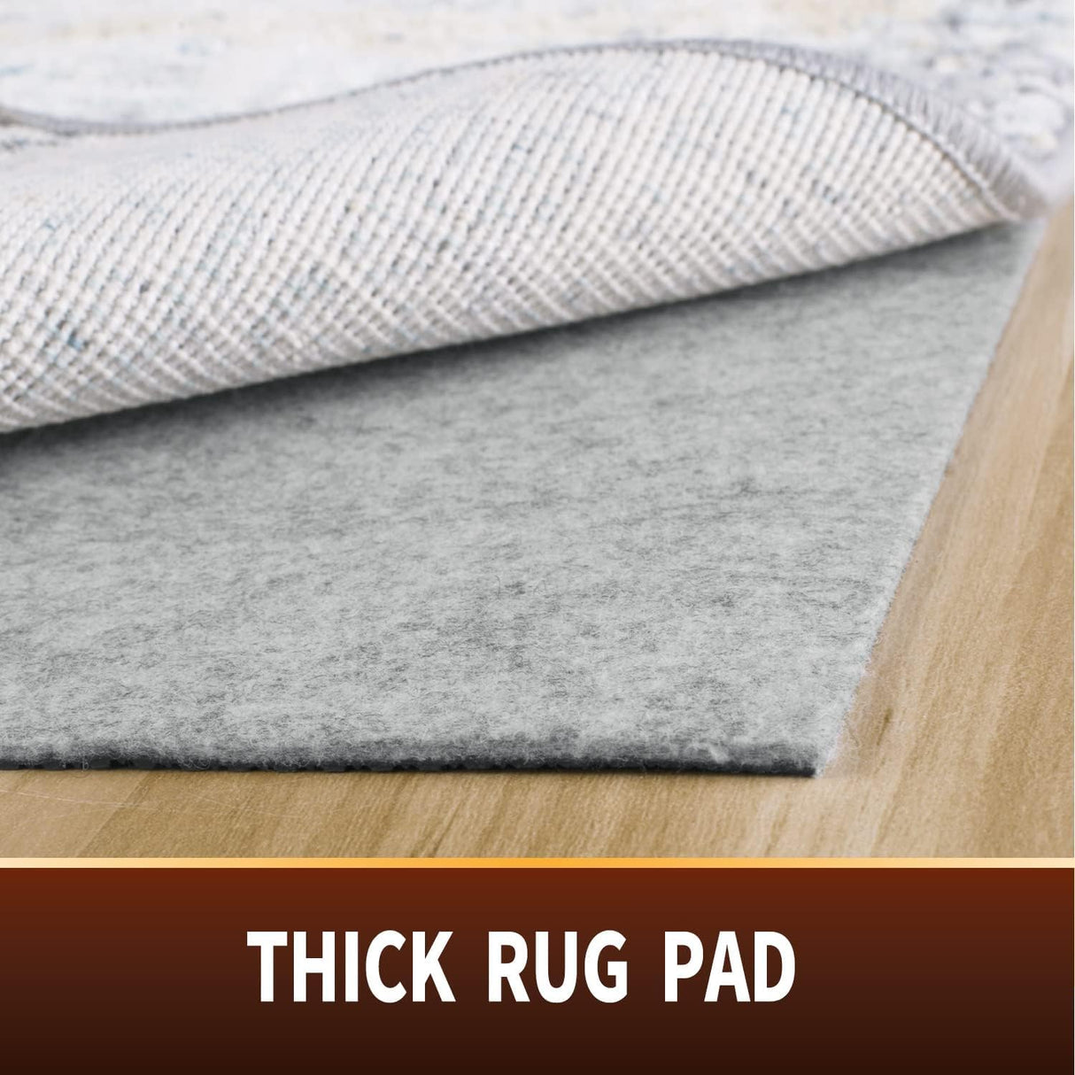 4' x 6' - Dual Layer Felt + Rubber Rug Pad Grip Cushion | Non Slip Mat Protects Hard