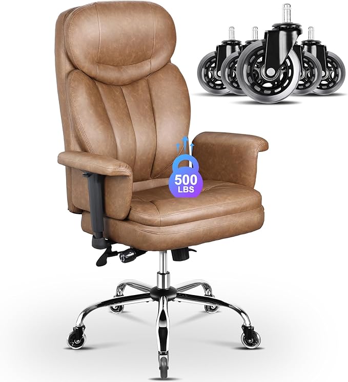 Big and Tall Office Chair 500lbs for Heavy People, Heavy Duty Rocking Office Chair