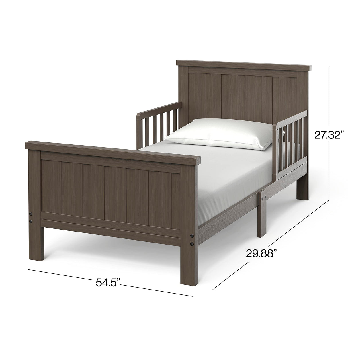 Calder Toddler Bed for Kids with Guard Rails, Low to Ground Design