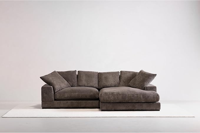 Plunge Reversible Sectional Sofa with Chaise Lounge, L-Shape, Dark Brown