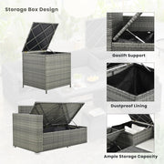 AEDNX Wicker Outdoor Patio Furniture Set with Storage, 6 Piece Patio Sofa Set with Ottoman Stool, Patio Conversation Sets Comforatable for Garden Yard (Grey Wicker and Beige Cushion, One Size)