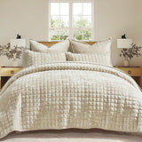 Luxury Velvet Quilt King Size, Ultra Soft Velvet Bedding Sets, Lightweight Quilted Velvet